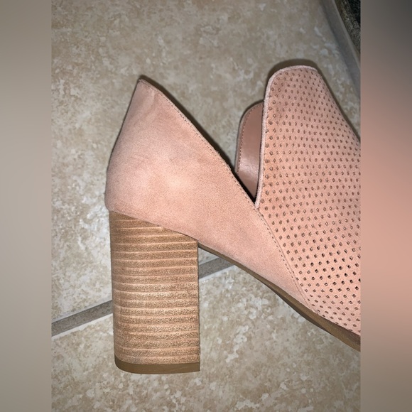 Worn 1X Cole Haan SHILOH peep top stacked heel women’s leather booties size 9.5 - Picture 13 of 17